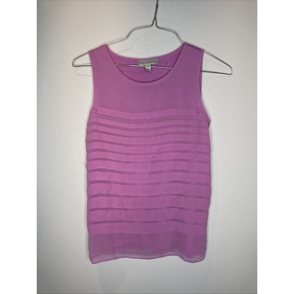 DANA BUCHMAN Pink Sleeveless Tiered Blouse Career Formal Tank Top Shirt Small